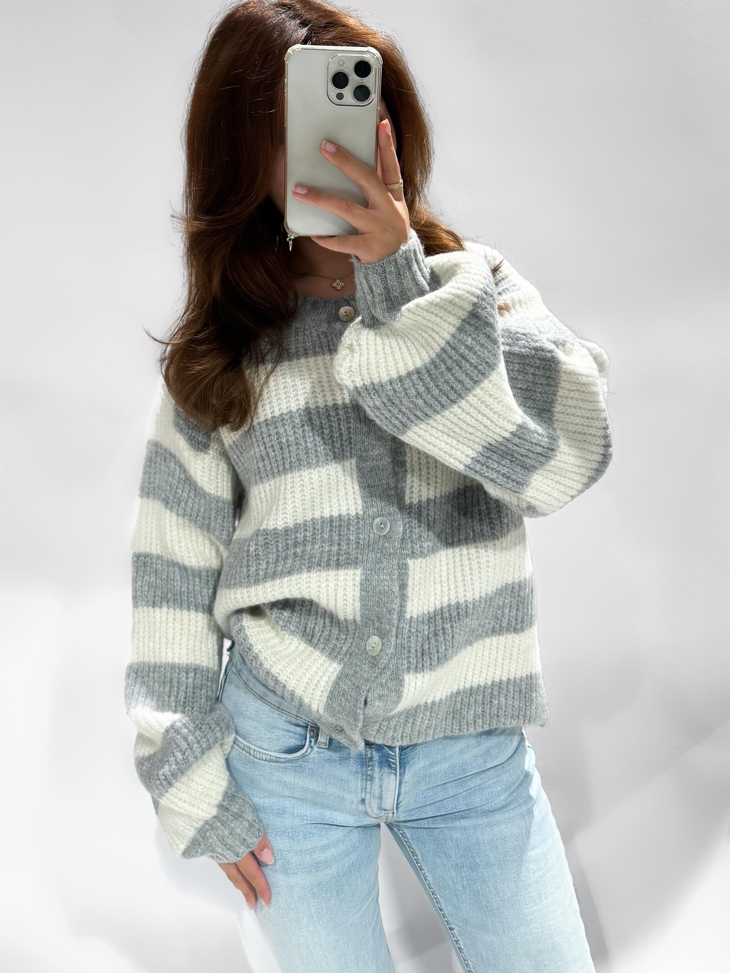 Sarah cardigan striped grey