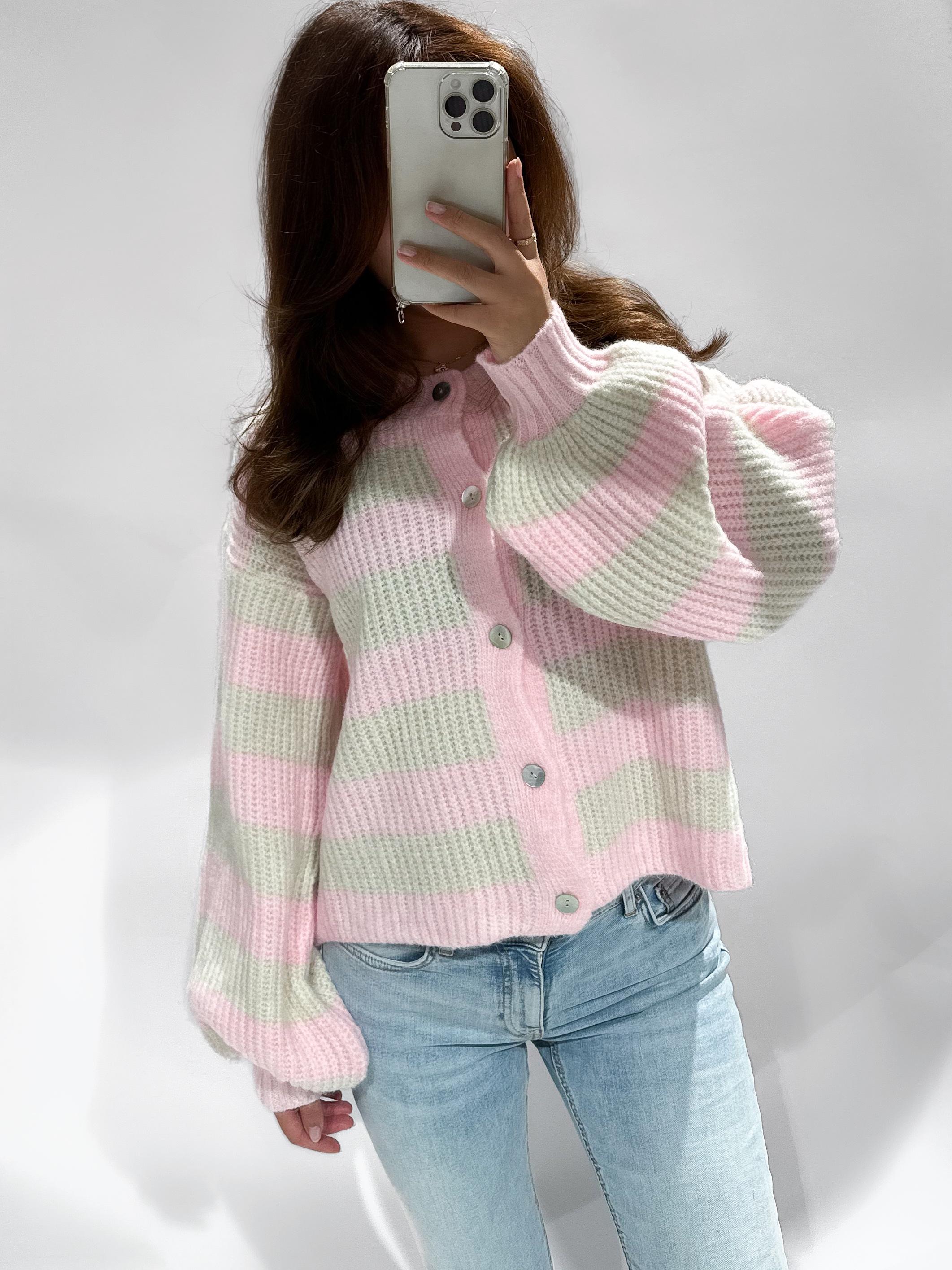 Sarah cardigan striped pink