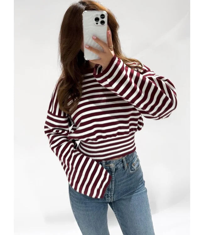 Celeste top stripe Bordeaux