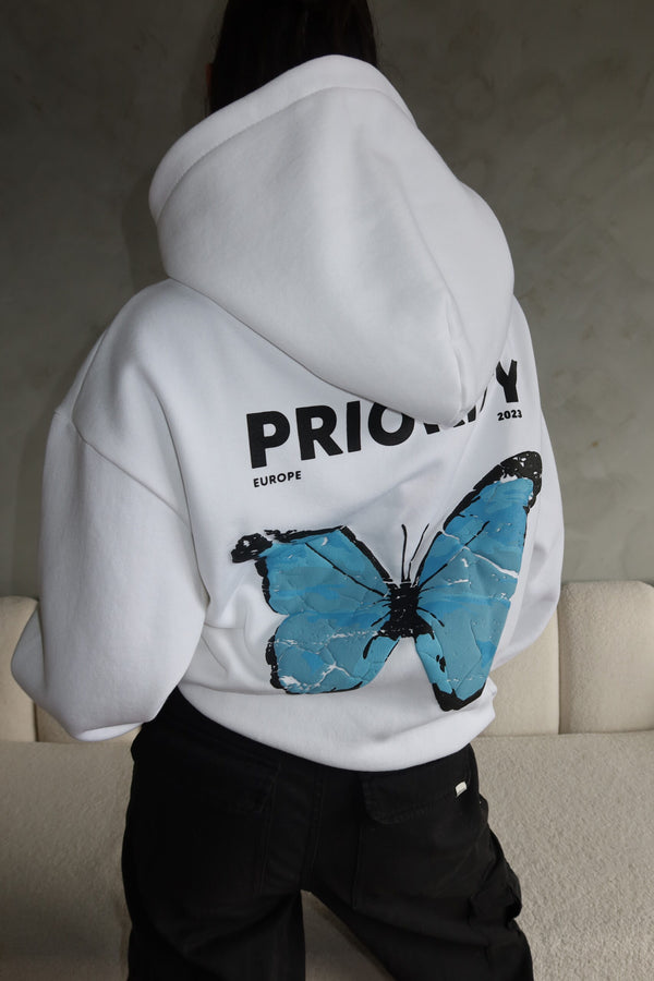 Butterfly hoodie wit blauw