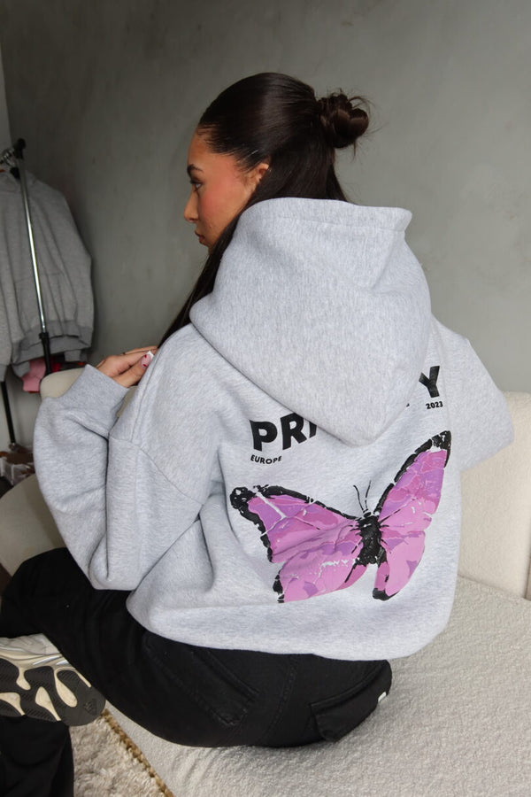 Butterfly hoodie grijs paars