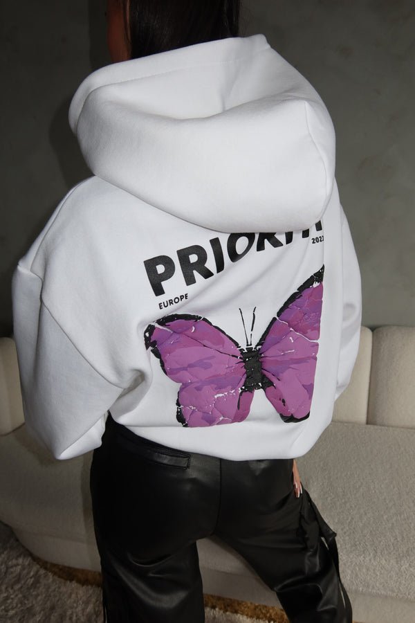 Butterfly hoodie wit paars