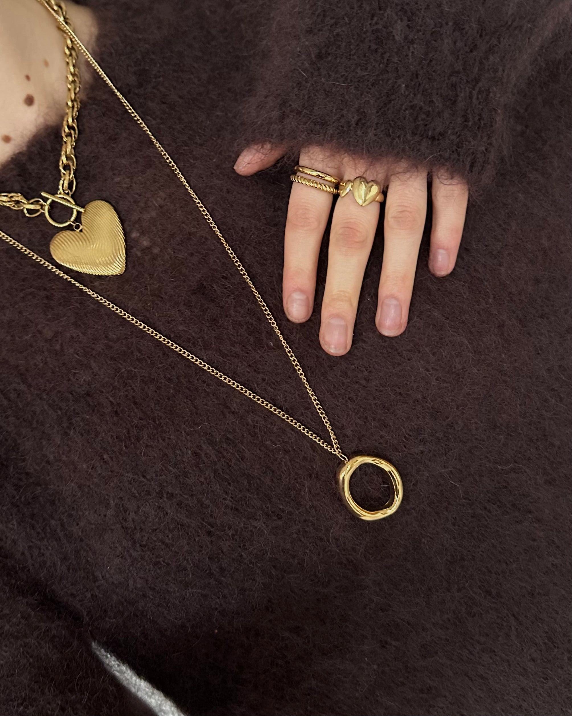 Long hoop ketting goud