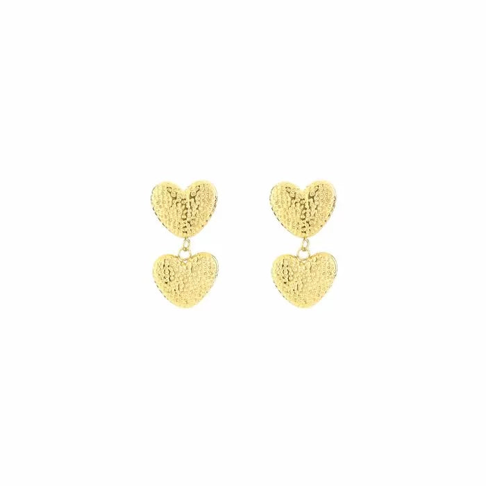 2 hearts earring closed goud
