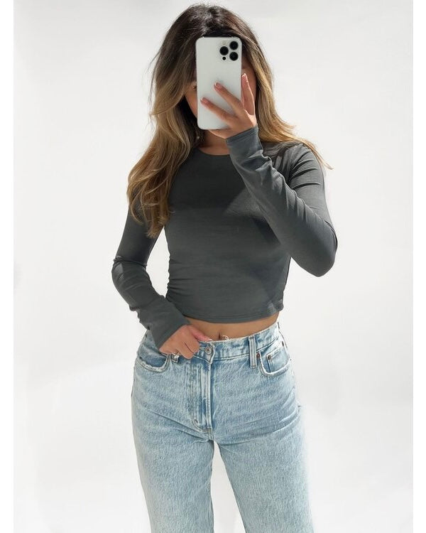 Leela top dark charcoal