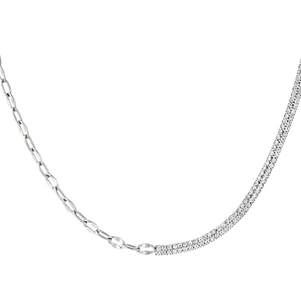 Double Crystal ketting zilver