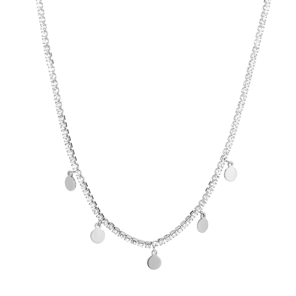 Crystal coins ketting zilver