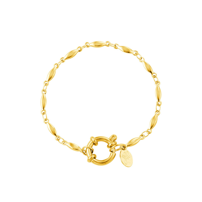 Oval slot chain armband goud